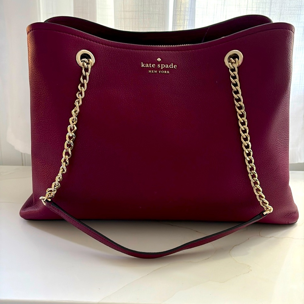 Kate Spade Jordyn Medium Chain Handle Tote - Blackberry Preserves with Dust Bag